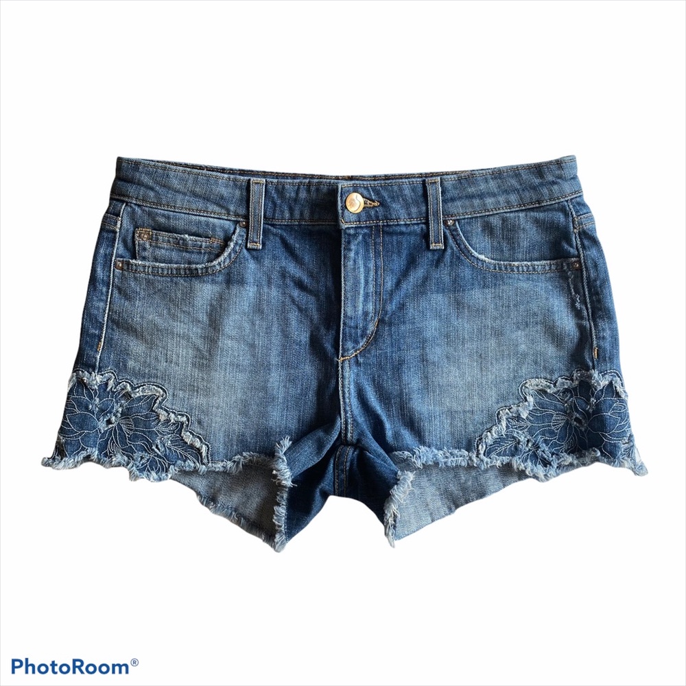 Joe's Jeans Blue Denim Shorts with Floral Detail
